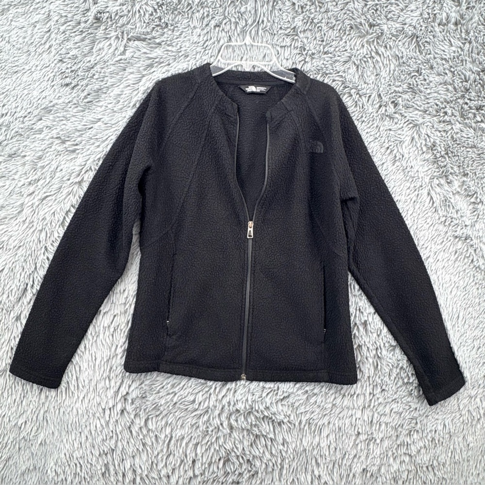 North Face Jacket Womens Medium Kelana Bomber Black Fleece Mandarin Collar Zip